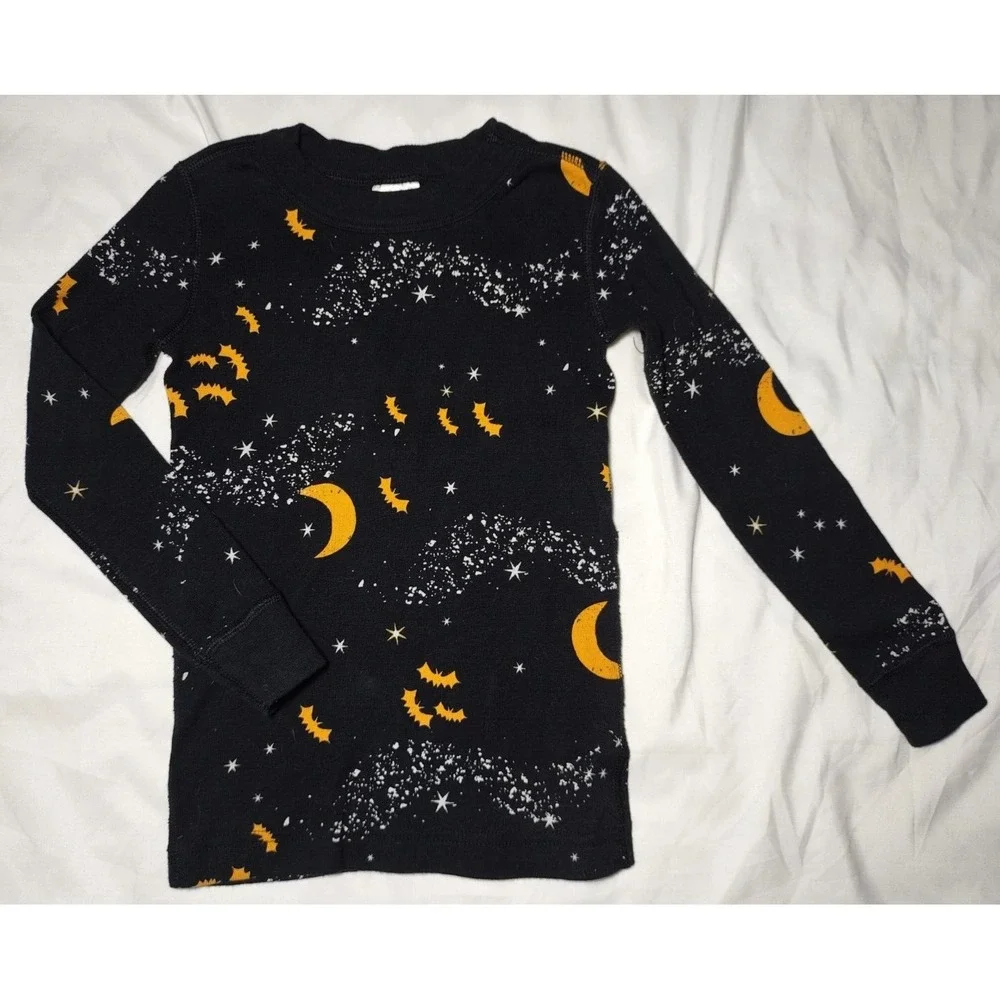 Hanna Andersson Sz 4 Black Moon Stars‎ Bat Holiday Organic Pajama Top 100 cm